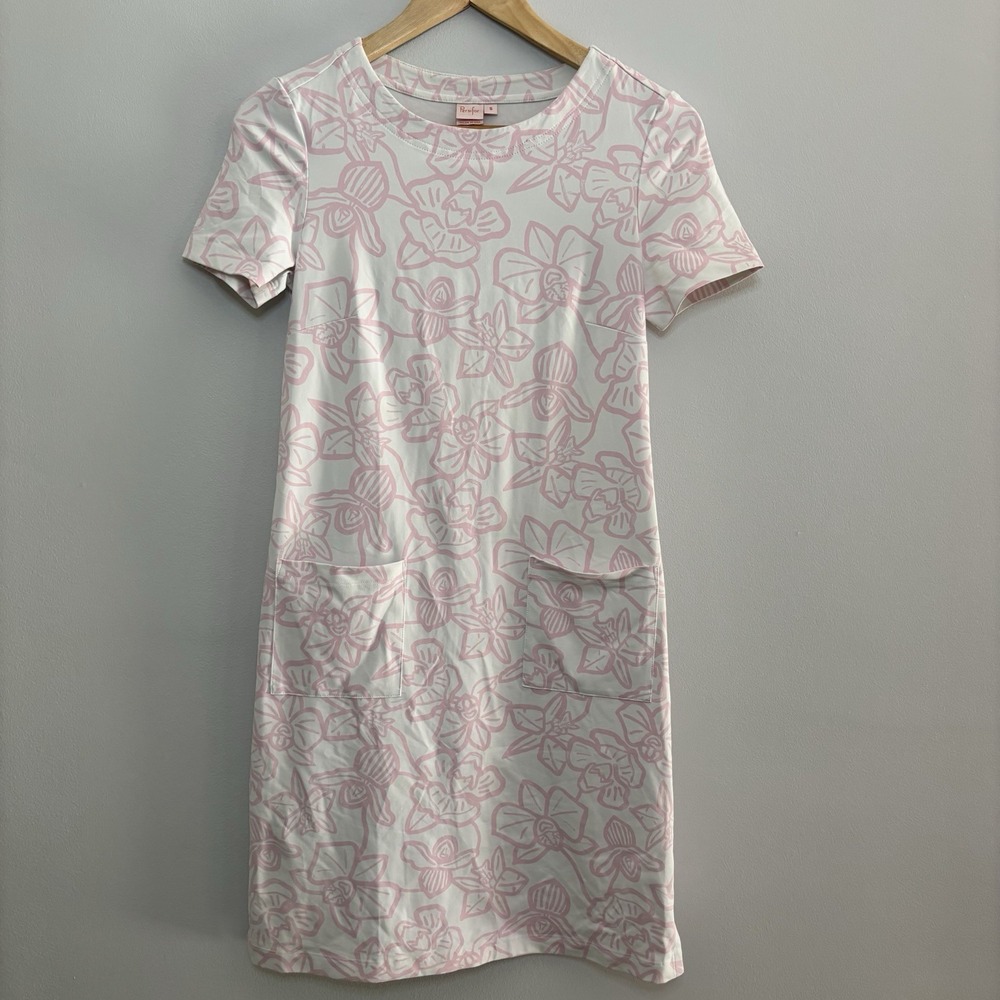 Persifor  Tuckernuck Winpenny Shift Dress Small Pink White Floral Spring Cottage
